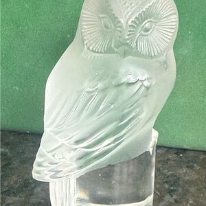 Vintage Lalique Chouette Owl Crystal Glass Paperweight Figurine 3 1/2” Signed
